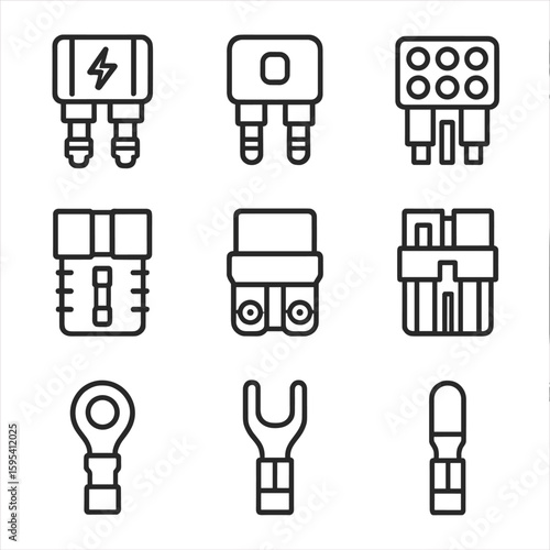 Uniform numbers icon vector connector speech battery icons no chinese detailed