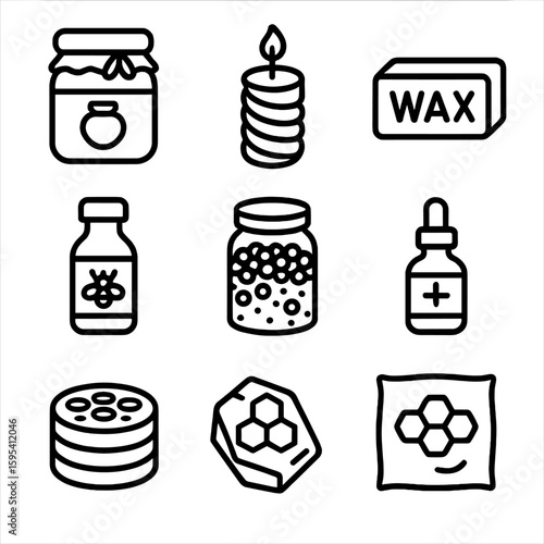 Vial slice beehive product icons vector icon set punctuation bubbles no pollen