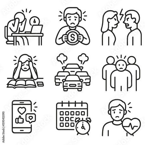 Stress vector captions any set punctuation no icon financial speech jam social