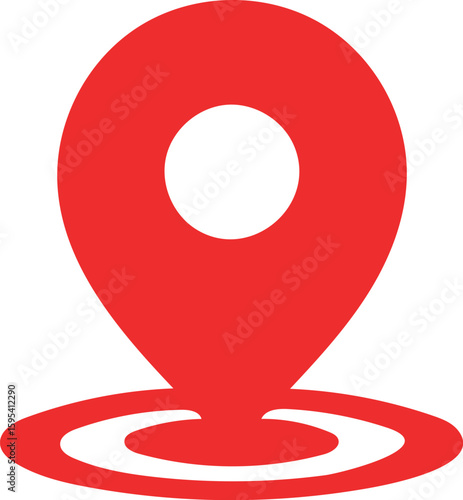 Red map pin location marker isolated on white background