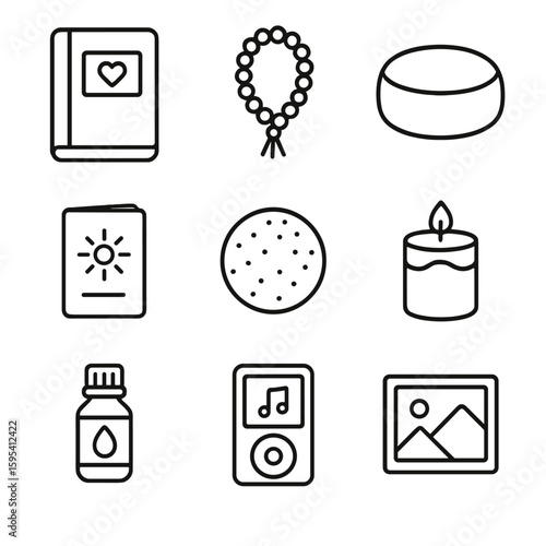Icons icon journal frame soothing card support stress photo vector postpartum nature