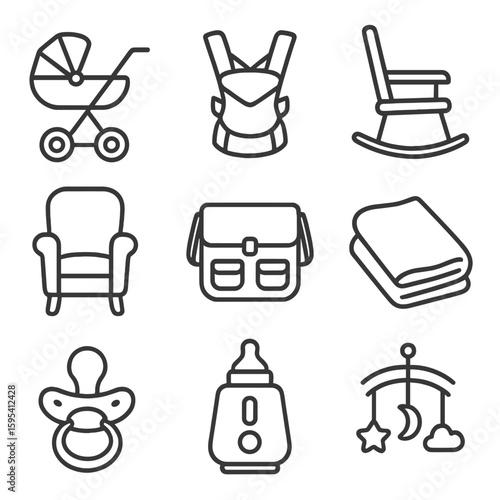 Stroller vector postpartum nursing rocking icons chair warmer support icon soft carrier