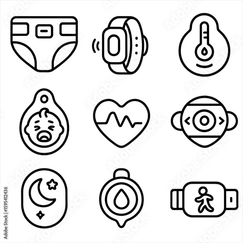 Alert vector quality icon rate patch wearable diaper tracker hydration baby band