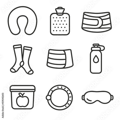 Vector support snack container socks belt pillow reminder icon icons mask postpartum