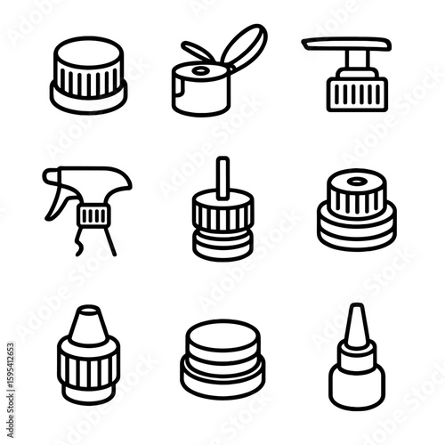 Nozzle twist sprayer cap icon straw screw bottle pump iconic snap caps