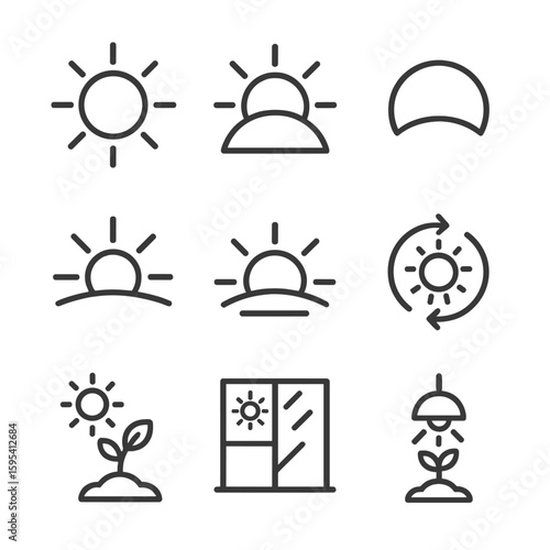 Full rotating grow under sun sunset icon icons vector exposure sunlight sunrise