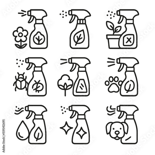 Cleaner icon vector pet linen eco mist window spray air freshener icons
