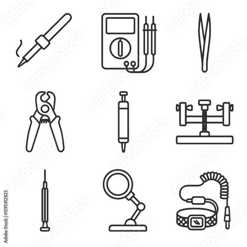 Magnifying tools micro repair icon pcb vector precision electronics desoldering multimeter holder