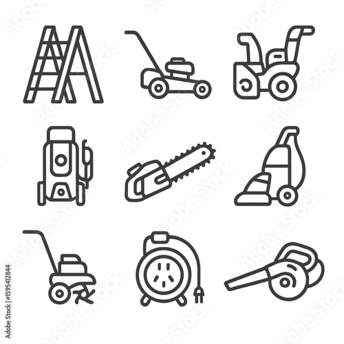 Leaf community cleaner tool washer icons vector reel icon mower carpet blower