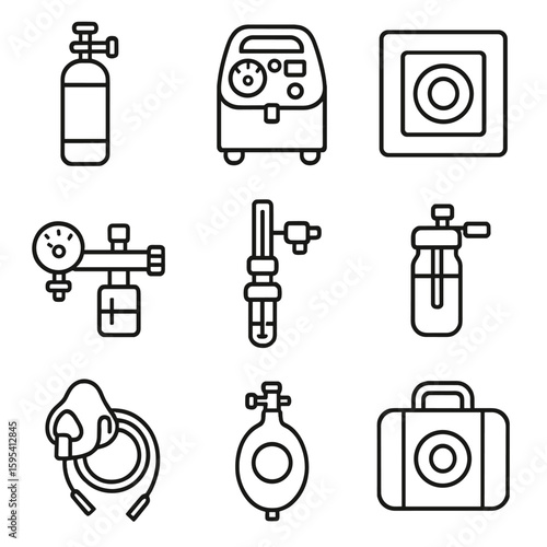Outlet vector icon oxygen concentrator emergency humidifier emer wall bag regulator