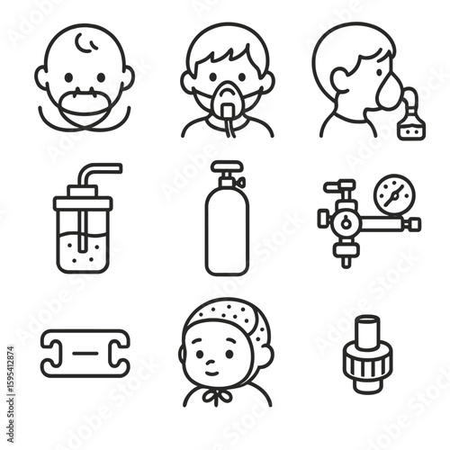 Nebulizer regulator icon child connector vector small infant pediatric oxy nasal clip