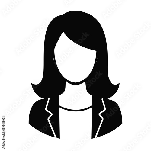 Female avatar silhouette icon of a woman's upper body with short hair, ideal for user profiles, business icons, and gender representation