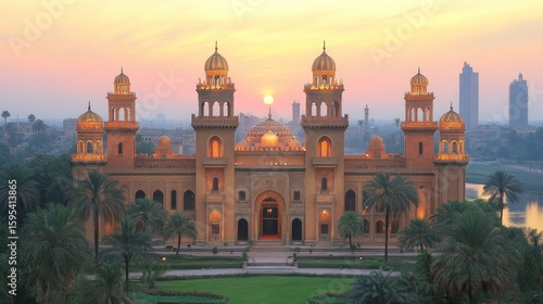 Sunset at the Al-Azhar University's Grand Building in Cairo, Egypt