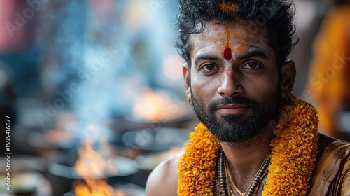 Portrait of a Hindu Priest in India