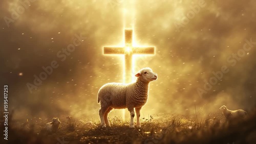 Lamb and Cross in Golden Light