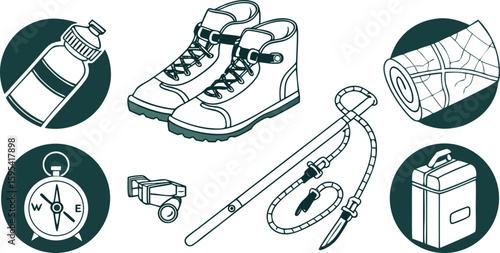 Hiking and Exploration Gear Vector
