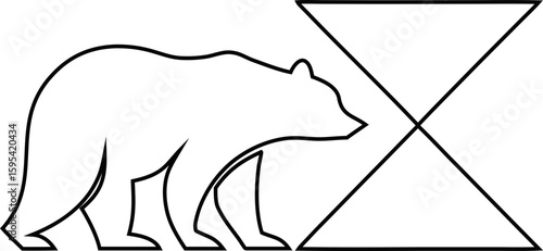 Outline bear vector icon in minimal style, isolated on white background, great for wildlife branding, stickers, or tattoo art.