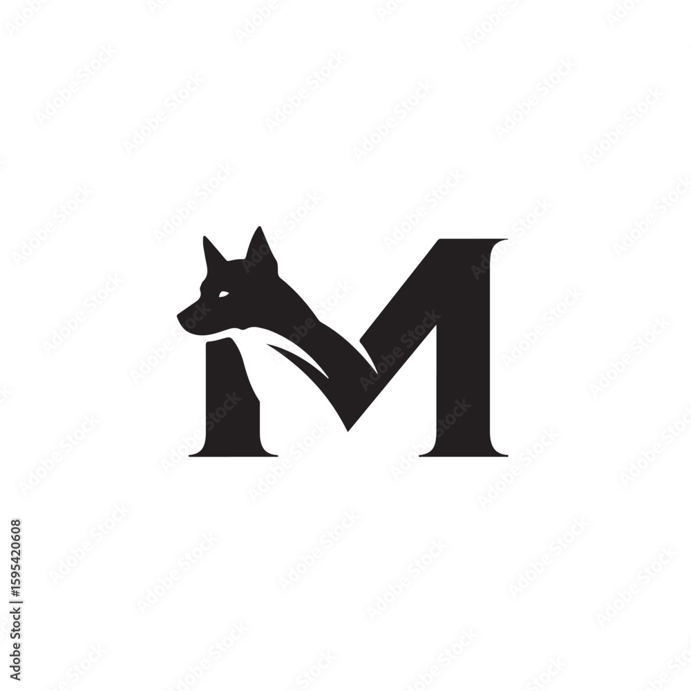 Fototapeta premium Abstract Canine Letter M Logo Design Emblematic Animal Shape