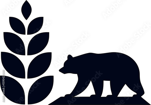 Bold black bear silhouette graphic on white background, great for decals, apparel, mascots, or adventure branding.