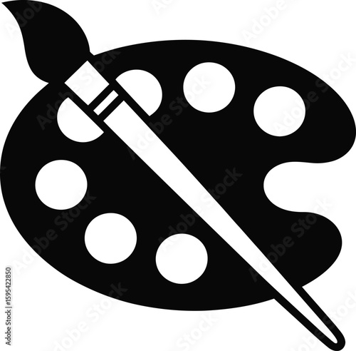 Paint palette silhouette vector illustration, black artist tool icon
