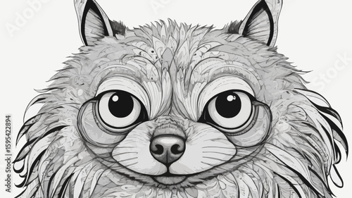 Doodle-style animal in black & white with quirky expression – cute and eye-catching, great for kids and pet lovers 2