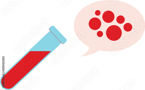 Blood Sample Test Tube with Speech Bubble Showing Cells