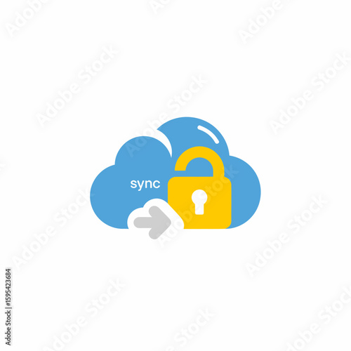A stylized cloud icon with a padlock, symbolizing secure cloud syncing.