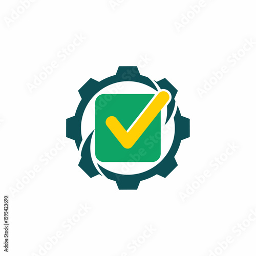 A gear and checkmark logo, symbolizing successful process management.