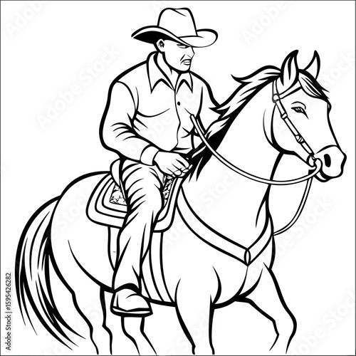 A brown equestrian woman on her beautiful stallion is riding on a farm