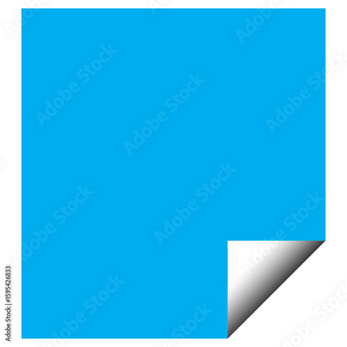 Free Download A vibrant blue square paper with a curled corner is isolated on transparent background, creating a clean and modern design element - GFXLoad