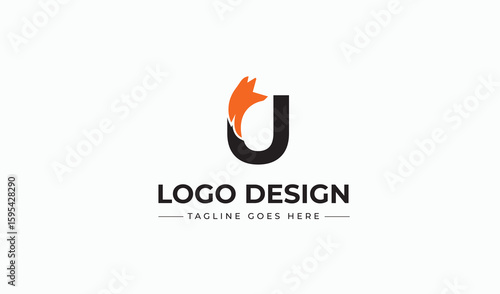 Letter Logo Design U alphabet fox symbol