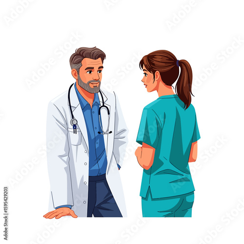 Doctor and Nurse Discussing Healthcare Teamwork