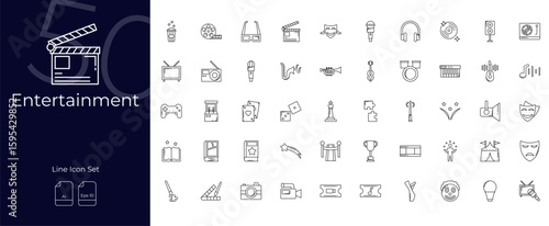 Entertainment Line Editable Icons set. Vector illustration in modern thin line style of Entertainment icons: entertain, cinema, theatre, etc