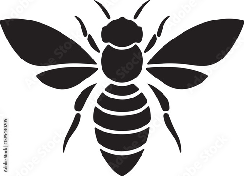 Bee Insect Silhouette Vector Illustration on Transparent Background