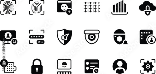 Collection of security and technology icons for digital safety