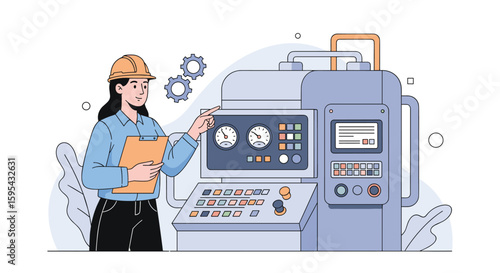 Skilled technician accurately operates complex industrial machinery with advanced control panel