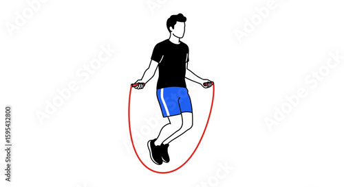 Illustration of a Person Skipping Rope in Athletic Attire for Fitness and Exercise