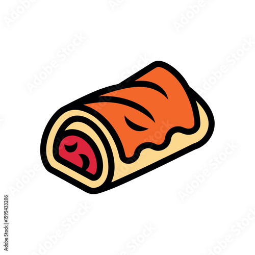 Fruit Filled Strudel Illustration for Homemade Baked Dessert Food Concept