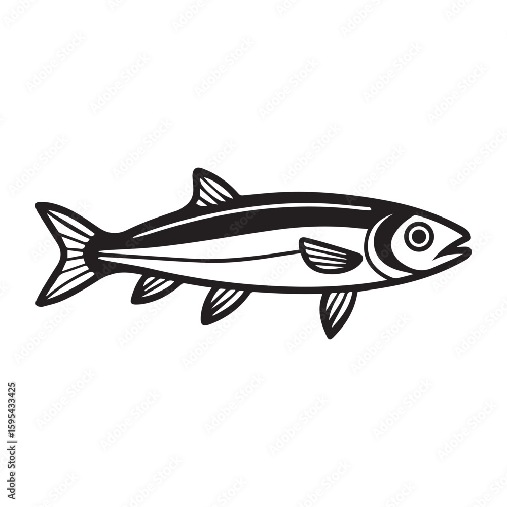 Fototapeta premium Herring fish silhouette vector sticker illustration logo design 