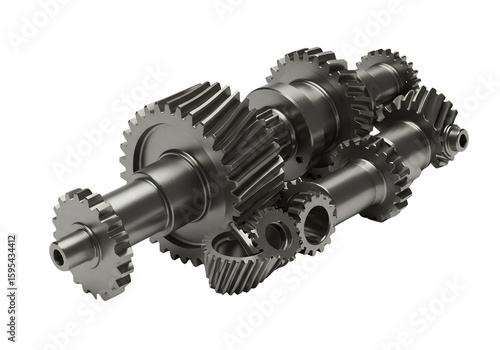 Metal gears intertwine showcasing intricate mechanical design against a stark black backdrop