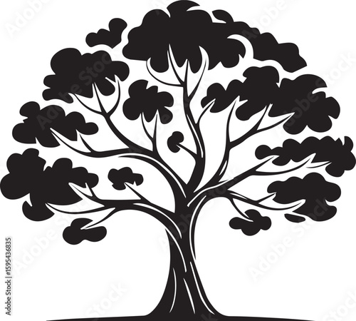 Stylized tree illustration with vibrant color palette