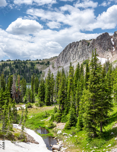 Alpine Stream and Rocky Ridge in the Wind River Range