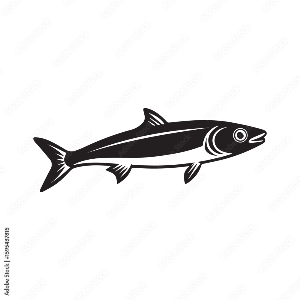 Fototapeta premium Herring fish silhouette vector sticker illustration logo design