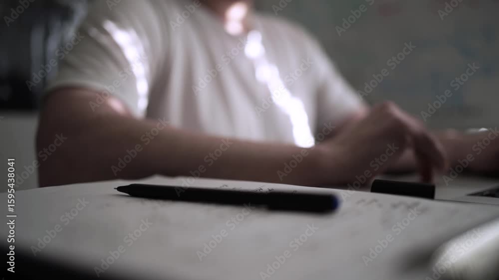 Person Writing on Clipboard with Black Pen Close Up Person Writing on Clipboard with Black Pen Close Up