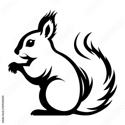 Lively Squirrel with Bushy Tail Stylized Vector Illustration