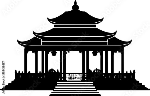 illustration of a chinese pavilion