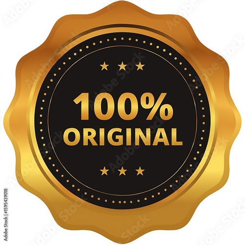 Wallpaper Mural Golden seal with black center displaying 100 percent original text in bold gold lettering signifying authenticity and quality assurance for products and services Torontodigital.ca