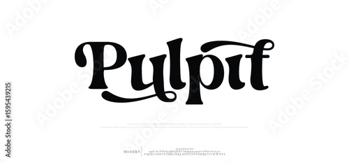 Pulpit typography beauty fashion elegant minimalist serif italic fonts decorative wedding vintage retro logos. Minimal luxury font alphabet logo. Vector illustration