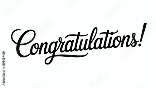Black script text congratulations on white background