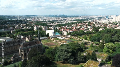 Wallpaper Mural Chateau Saint-Philippe and Campus in Meudon with Paris Skyline, Aerial View Torontodigital.ca